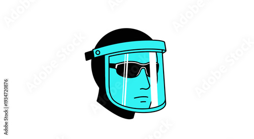 Graphic Illustration Depicting Face Shield and Sunglasses with Vector Style Design