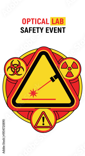 Graphic Illustration Depicting Laser Hazard Safety Event in Optical Laboratory Environment