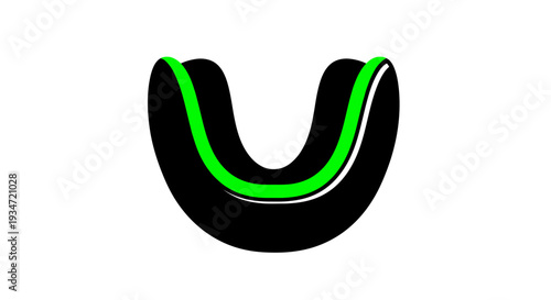 Graphic Mouthguard With Green Accent Isolated On White Background With Modern Design