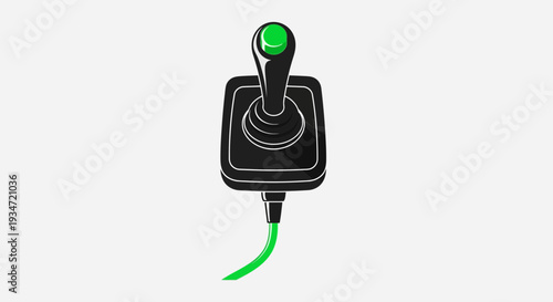 Graphic Joystick Icon on White Background with Green Details for Digital Designs