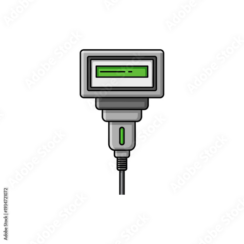 Graphic Representation Of A Modern USB Charger With Digital Display And Minimalist Design