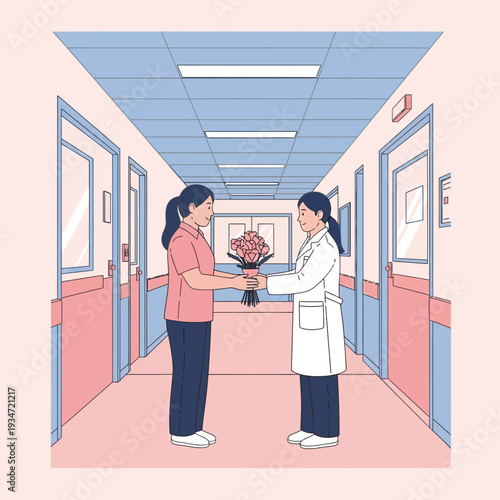 Gratitude's Embrace: A Heartfelt Gift Exchange in a Hospital's Serene Corridor