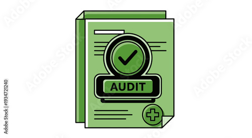 Green Audit Document With Checkmark and Medical Symbol Represents Approval and Verification