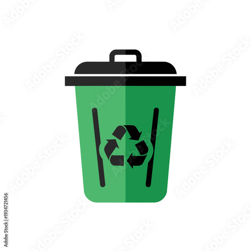 Green Recycle Bin Graphic Depicting Waste Management and Eco-Friendly Practices Illustration