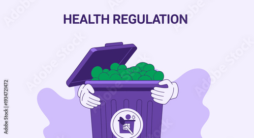 Health Regulation: Conceptual Waste Disposal And Green Sphere Overload Illustration