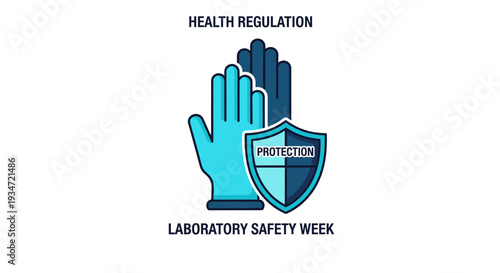 Health Regulation: Laboratory Safety Week Focus With Gloves and Protective Shield