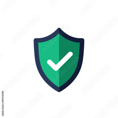 Green Shield Icon Depicting Protection and Assurance with Check Mark for Security Verification