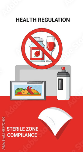 Health Regulation: Sterile Zone Compliance Illustrated with Visual Prohibitions and Guidelines