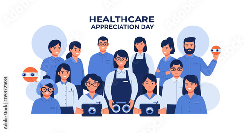Healthcare Heroes Illustration For Appreciation, Healthcare Professionals With Teamwork