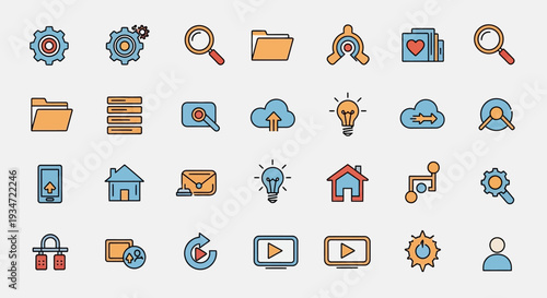 Collection of various web application icons.