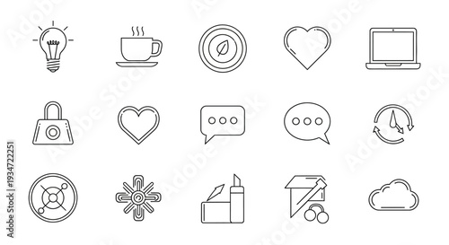Collection of various digital icons.