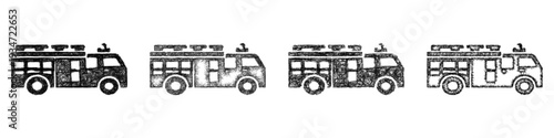 Sketch fire truck icon design set