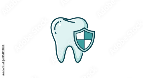 Healthy Teeth Symbol With Shield Representing Dental Hygiene and Protection Concepts