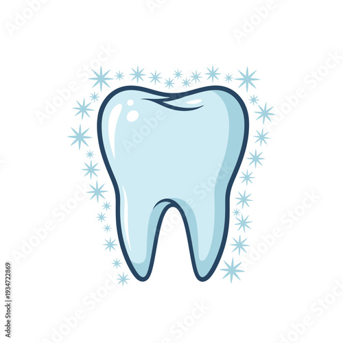 Healthy Tooth Icon Surrounded By Sparkling Elements For Dental Care Promotions and Designs
