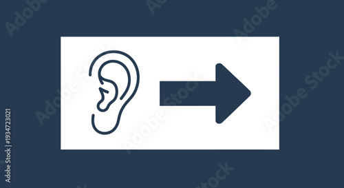 Hearing Progression Concept Depicted Through Ear Icon With Forward Arrow Sign
