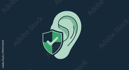 Hearing Protection Concept Depicted With An Ear And A Shield Design Representing Safety