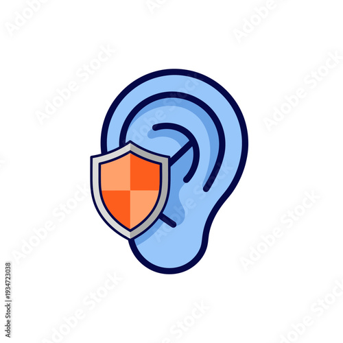 Hearing Protection Concept: Abstract Illustration Depicting Ear Defense, Sound Barrier Icon