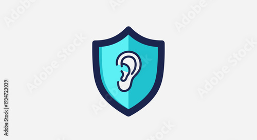 Hearing Protection Concept Depicted with a Shield and Ear Icon Representing Safeguarding Sound