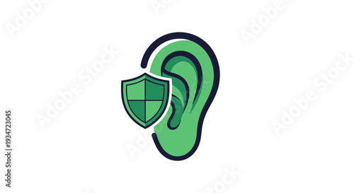 Hearing Protection Concept Depicted With Shielded Ear Isolated on White Background