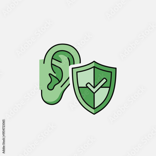 Hearing Protection Concept: Illustrated Ear And Shield Design For Health Awareness