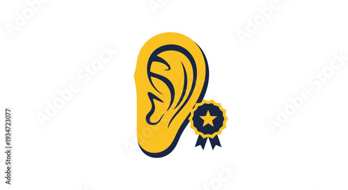 Hearing Quality Symbol with a Star Reward for Outstanding Performance Icon