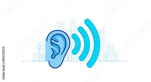 Hearing Sounds Within A City: Abstract Illustration Of Aural Perception and Acoustics