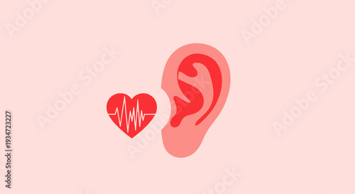 Heartbeat and Ear Conceptual Illustration: A Symbiotic Depiction of Rhythm and Sound