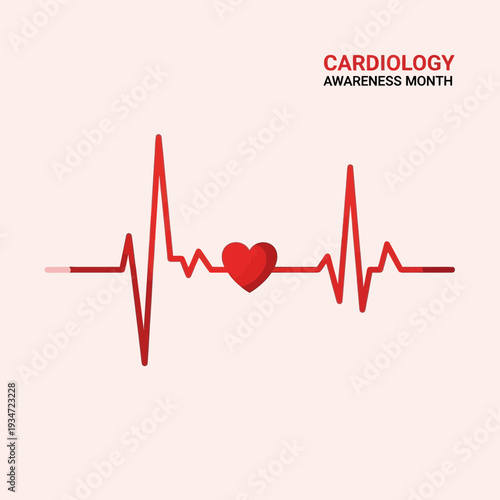Heartbeat Illustrated Design for Promoting Cardiology Awareness Month, Health Campaigns