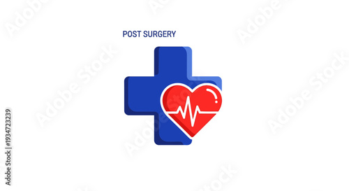 Heartbeat Symbol Design Illustrating Post Surgery Recovery and Medical Support