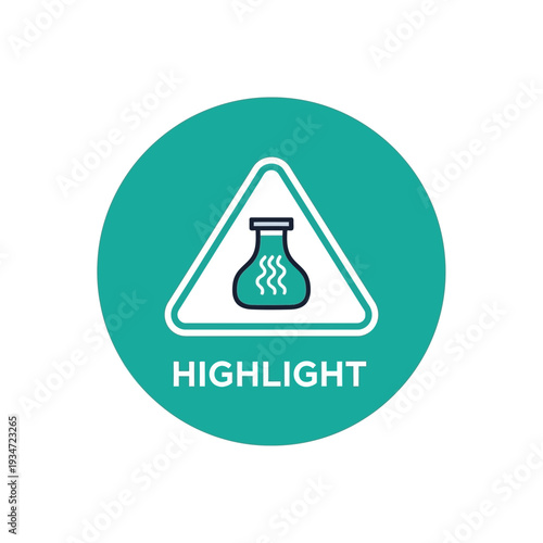Highlighting Scientific Innovation With Chemical Flask Illustration On Turquoise Circle Symbol