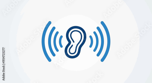 Hearing And Sound Waves Illustration On A Minimalist And Clean White Background