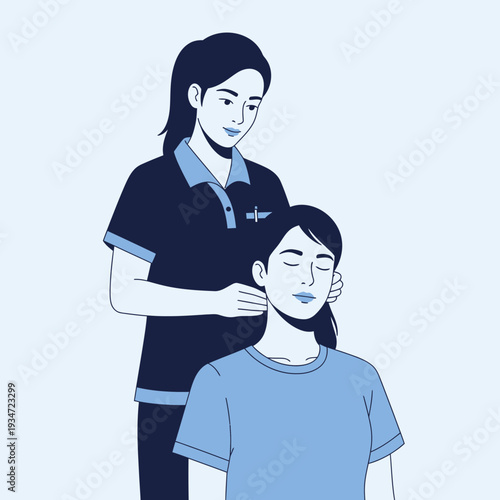 Holistic Healing Practitioner Providing Gentle Neck Massage to Patient for Pain Relief and Wellbeing