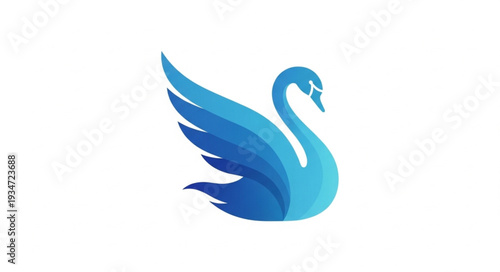 Blue Swan Logo Design Illustration.