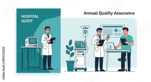 Hospital Audit And Quality Assurance: Medical Professionals Inspecting Healthcare Processes