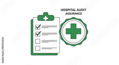 Hospital Audit Assurance, Medical Compliance and Quality Control Illustration for Healthcare