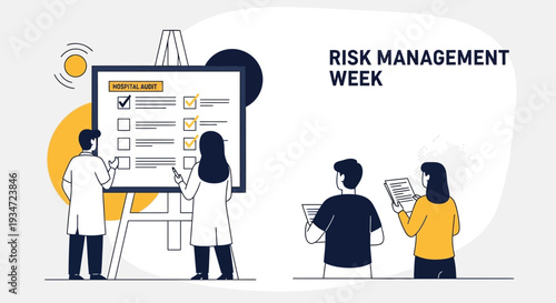 Hospital Audit And Risk Management Week Concept Illustrated With Medical Professionals