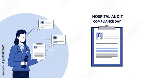 Hospital Audit Compliance Day: Medical Professional Explaining Healthcare Regulations
