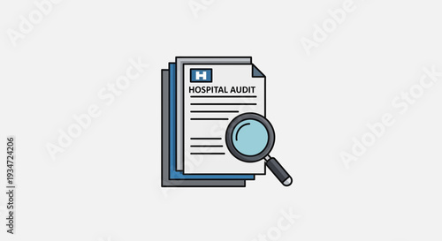 Hospital Audit Investigation With Magnifying Glass Illustration On Healthcare Documents