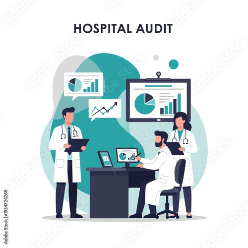 Hospital Audit: Medical Professionals Analyzing Data and Healthcare Performance Analysis