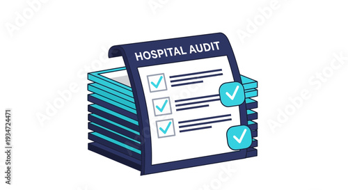 Hospital Audit Process Illustration: Checklist Document With Completed Tasks and Approvals