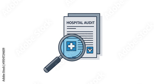Hospital Audit Reviewed With Magnifying Glass: A Detailed Inspection Illustration