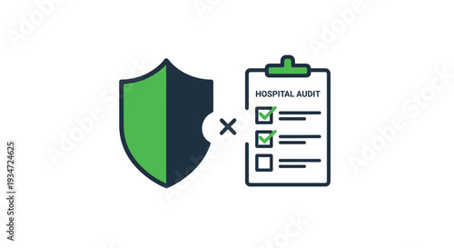 Hospital Audit Safeguarding Icon Illustrating Medical Examination and Validation Assurance