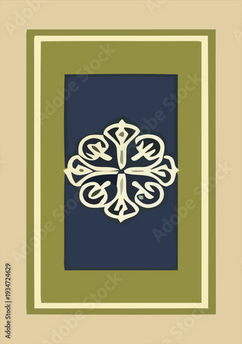 Ornamental Clover Rosette Medallion Mat Print Vector
