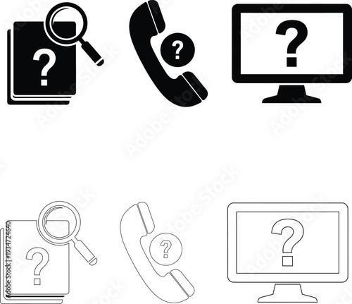 Mystery icons depicting communication and information seeking methods