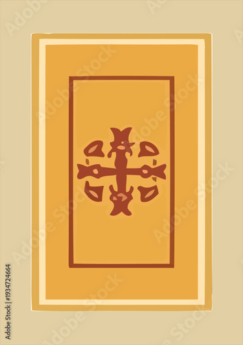 Geometric Circle Medallion Ornament Framed Panel Vector

