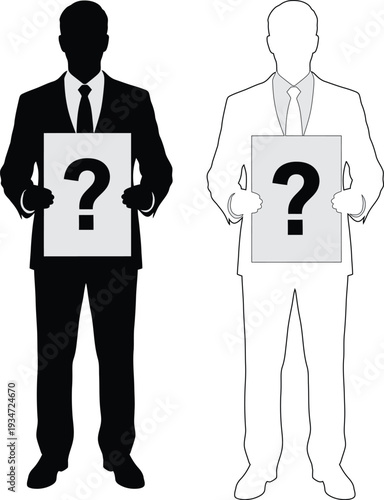 Two figures holding question signs representing uncertainty or unknowns in business context