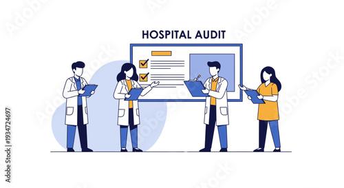 Hospital Audit Team Conducting an Assessment on Healthcare Quality and Standards Compliance