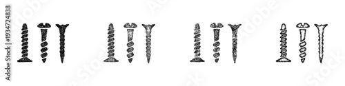 Sketch screws icon design set