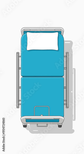 Hospital Bed Aerial View Isolated on White: Medical Care and Patient Treatment Illustration