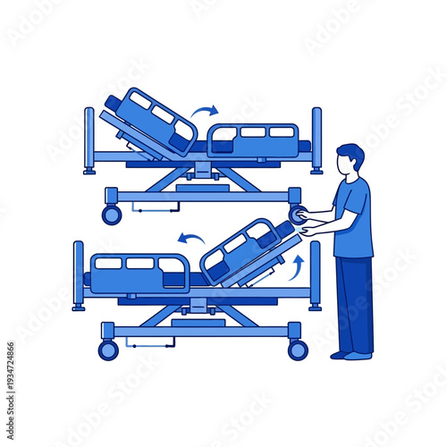 Hospital Bed Adjustments And Patient Care: A Detailed Illustration Of Healthcare Equipment